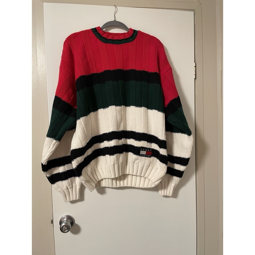 Vintage 90s Tommy Hilfiger Crest Color Block Hip Hop Sailing Sweater Shirt XL